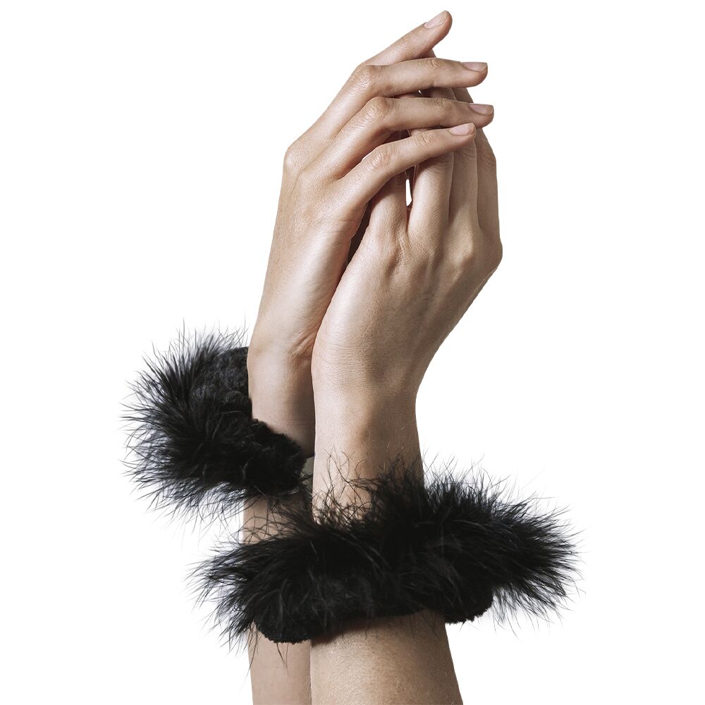 Наручники металлические Adrien Lastic Handcuffs Black с черной пушистой отделкой - Зображення 3