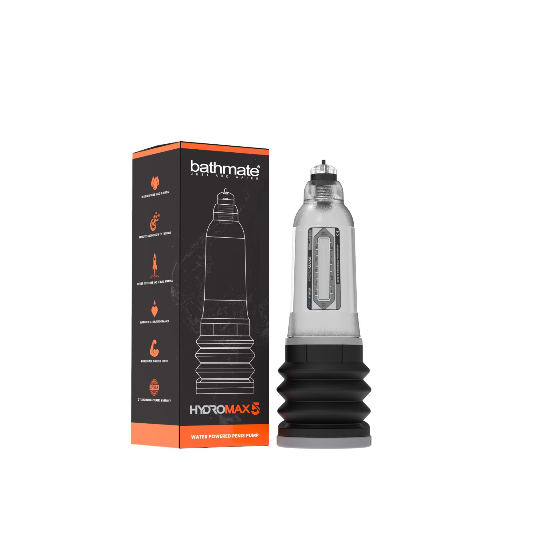 Гидропомпа Bathmate Hydromax 5 Clear, для члена длиной от 7,5 до 12,5 см, диаметр до 4,5 см - Зображення 2
