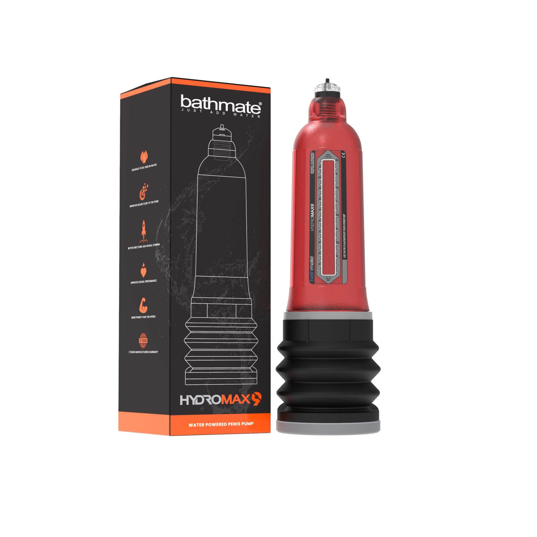 Гидропомпа Bathmate Hydromax 9 Red, для члена длиной от 18 до 23 см, диаметр до 5,5 см - Зображення 2