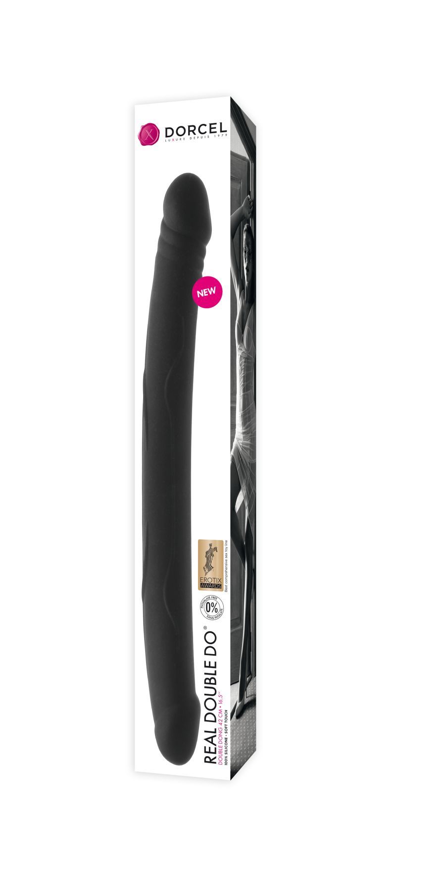 Фаллоимитатор двусторонний Dorcel Real Double Do Black, диаметр 4см, длина 42см - Зображення 2