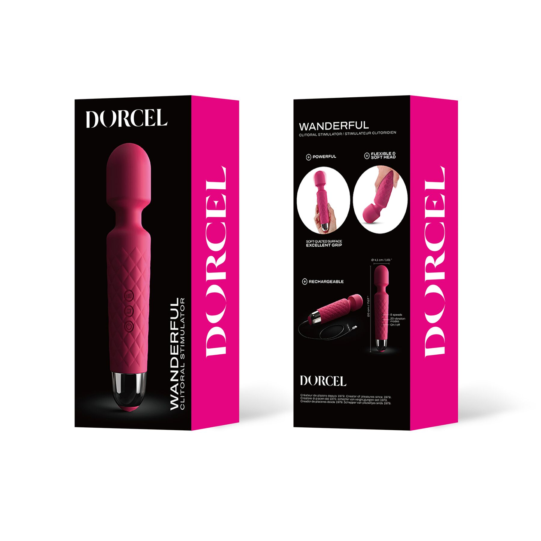 Минивибромассажер Dorcel Wand Wanderful Magenta мощный, водонепроницаемый, 18 режимов работы - Зображення 3