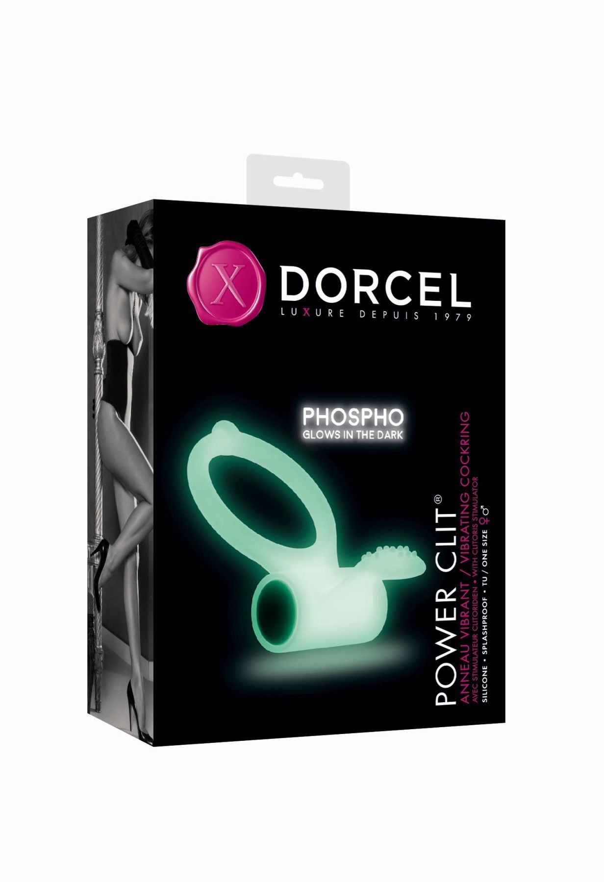 Эрекционное кольцо Dorcel Power Clit White PHOSPHO с вибрацией, белое, светится в темноте - Зображення 2