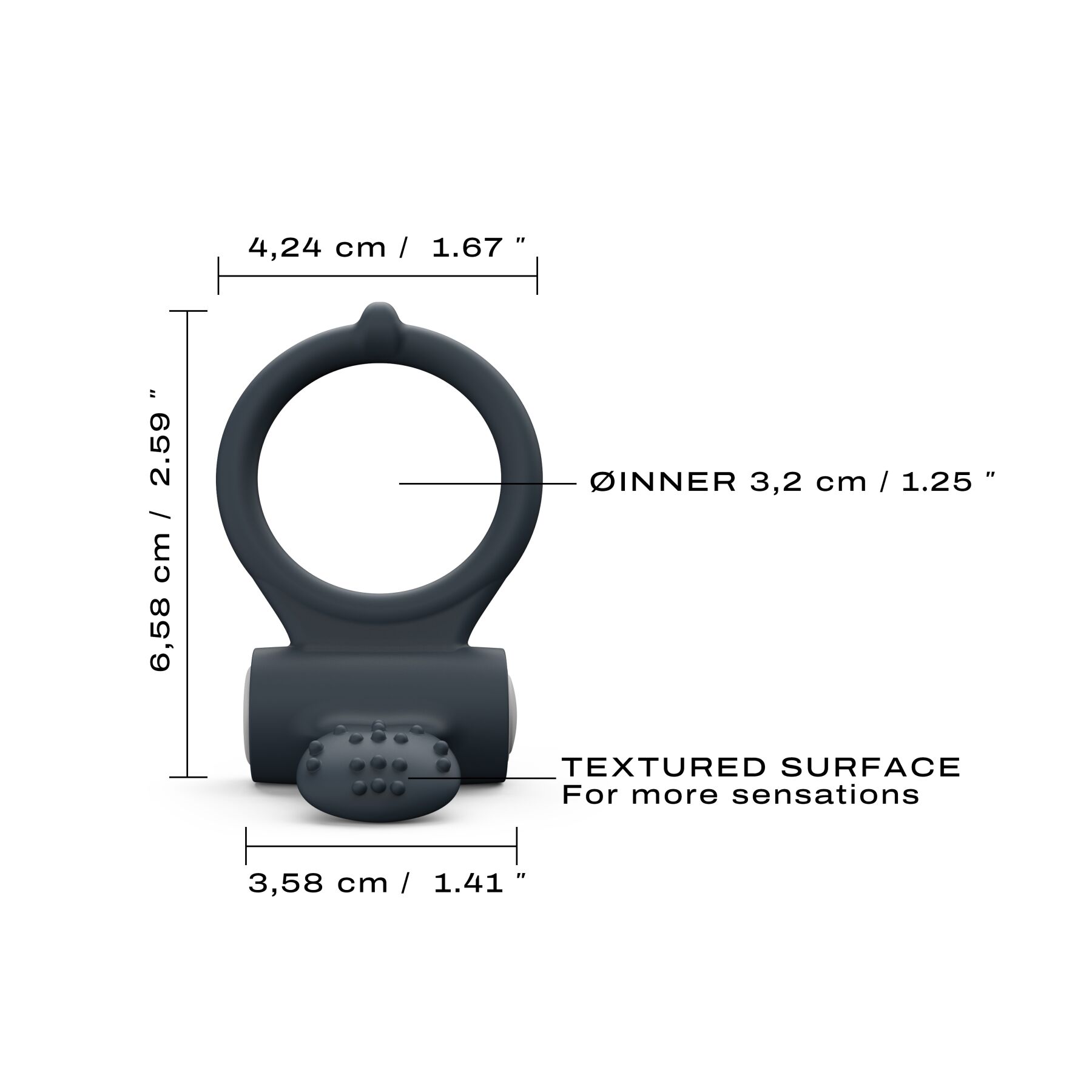 Эрекционное кольцо Dorcel Power Clit Black V2 с вибрацией, с язычком со щеточкой - Зображення 3