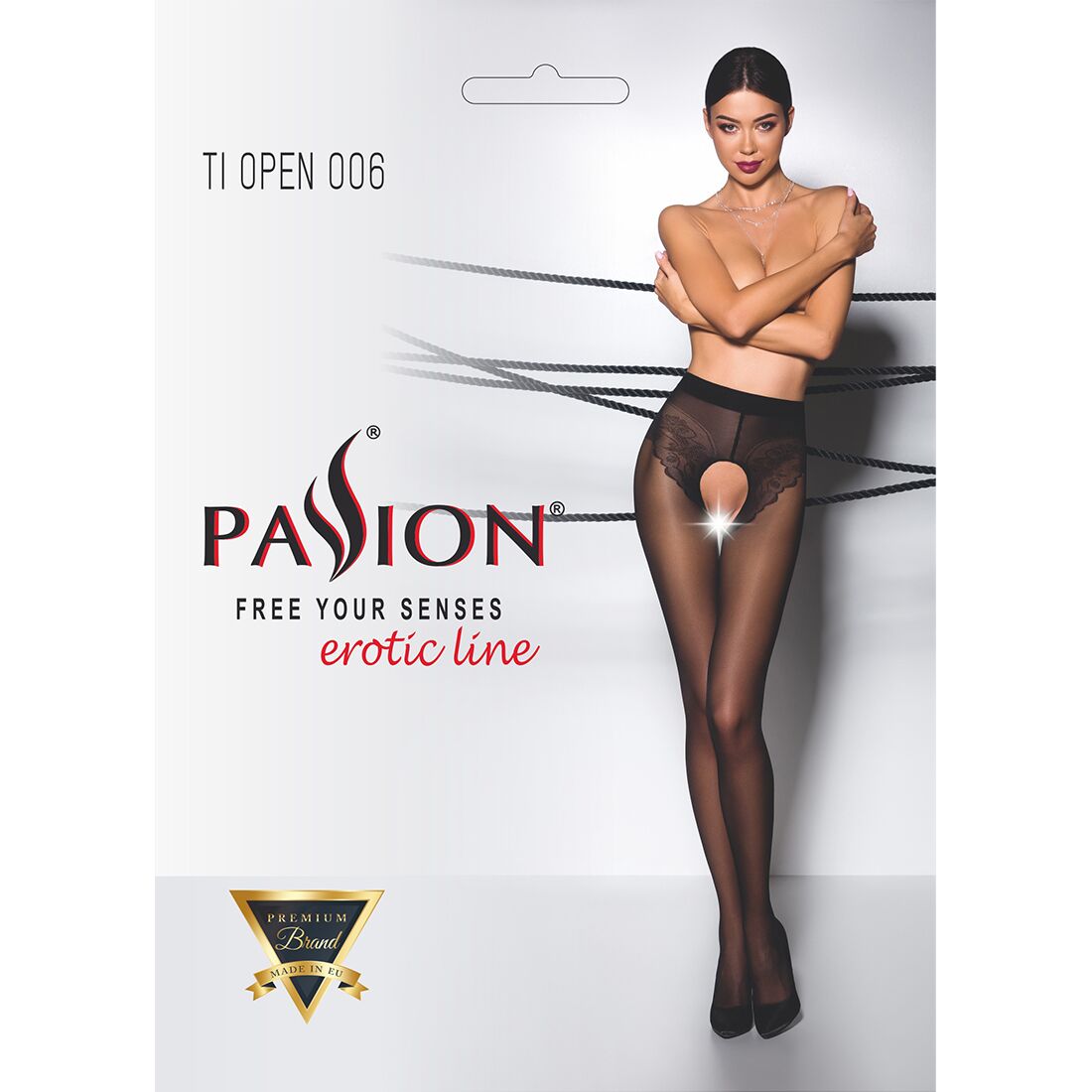 Эротические колготки Passion TIOPEN 006 1/2 (30 den), black, с вырезом, имитация трусиков - Зображення 5
