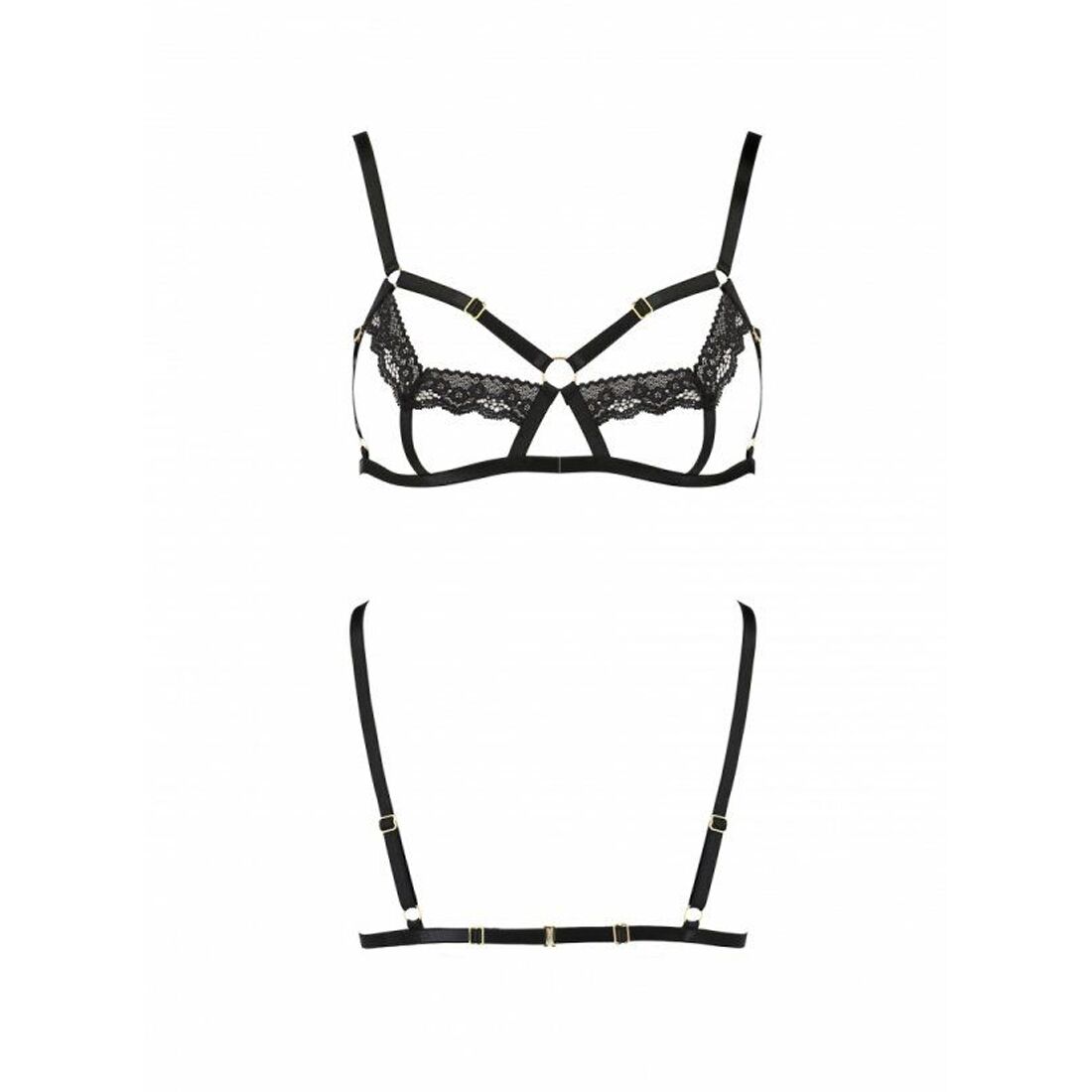 Бюстгальтер-стрепы с кружевом Passion Exclusive SOLON BRA L/XL, black - Зображення 5