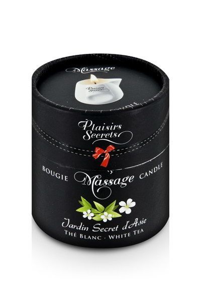 Массажная свеча Plaisirs Secrets White Tea (80 мл) подарочная упаковка, керамический сосуд - Зображення 3