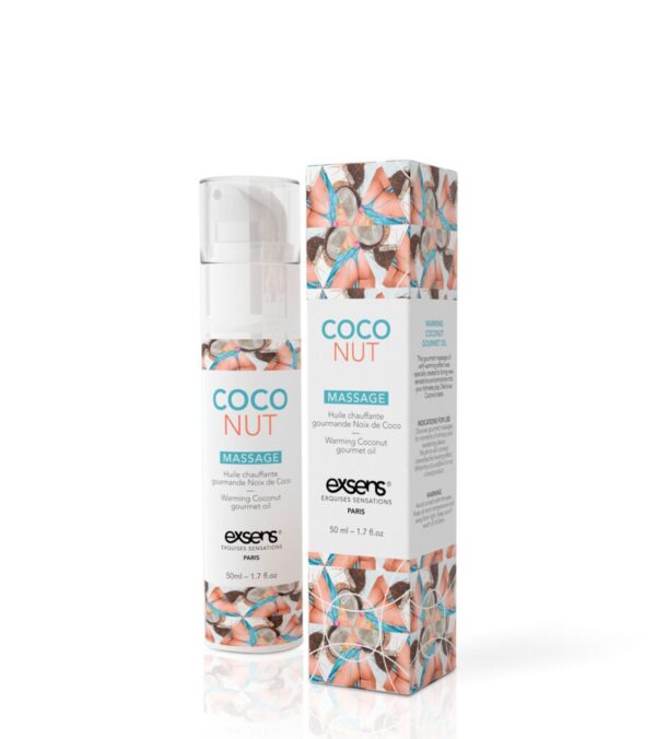 Массажное масло EXSENS Coconut 50мл разогревающее, без сахара, без парабенов, съедобное