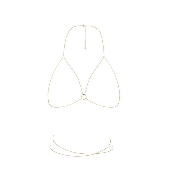 Цепочка портупея Bijoux Indiscrets Magnifique Bra Chain - Gold, украшение на тело