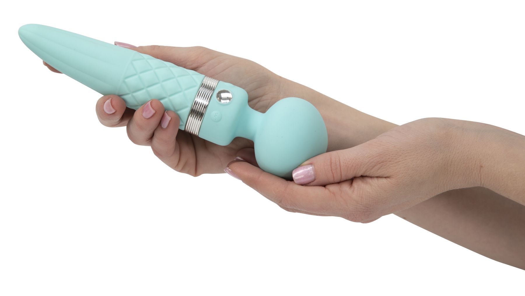 Вибромассажер 2в1 PILLOW TALK - Sultry Teal, классический массажер и вибратор с ротацией, подогрев - Зображення 5