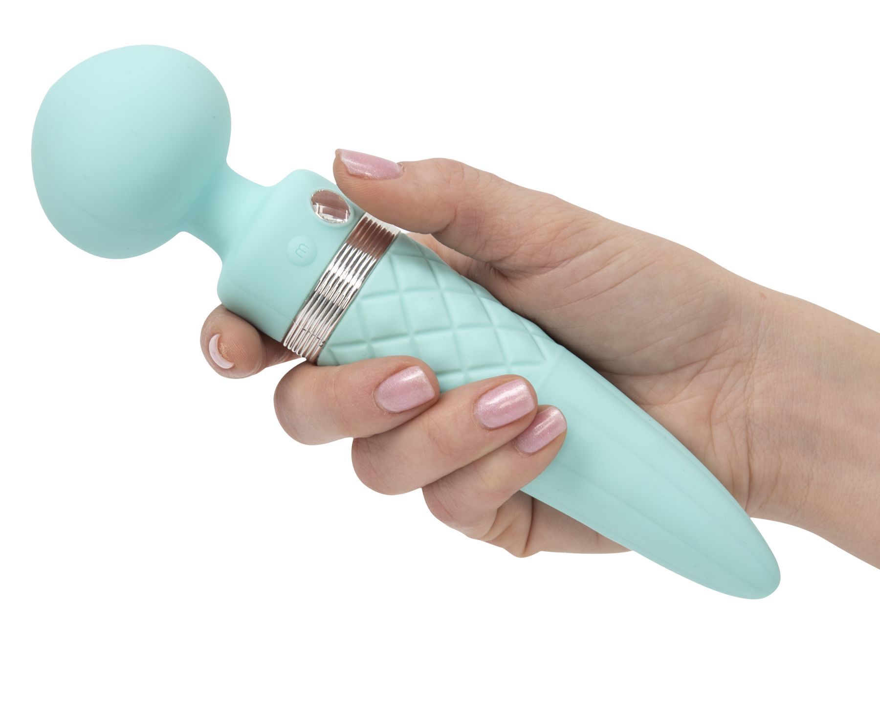 Вибромассажер 2в1 PILLOW TALK - Sultry Teal, классический массажер и вибратор с ротацией, подогрев - Зображення 4