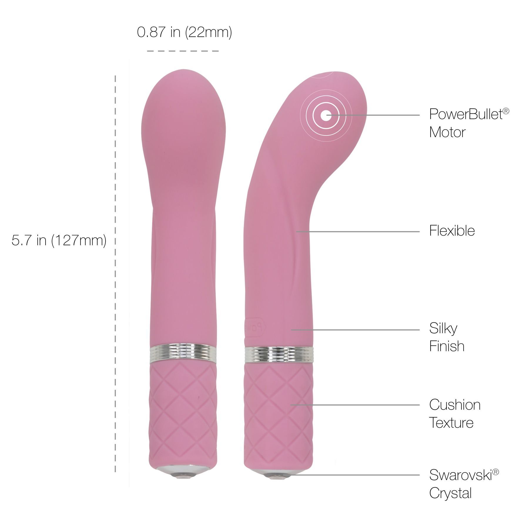Роскошный вибратор Pillow Talk - Racy Pink с кристаллом Swarovski для точки G, подарочная упаковка - Зображення 8