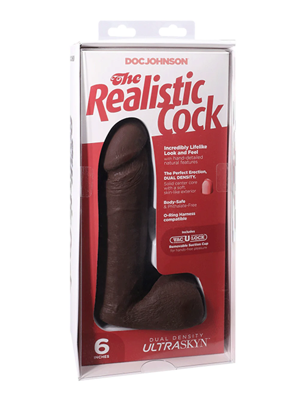 Фаллоимитатор Doc Johnson The Realistic Cock 6 inch Black - ULTRASKYN, Vac-U-Lock, диаметр 4,3см - Зображення 3