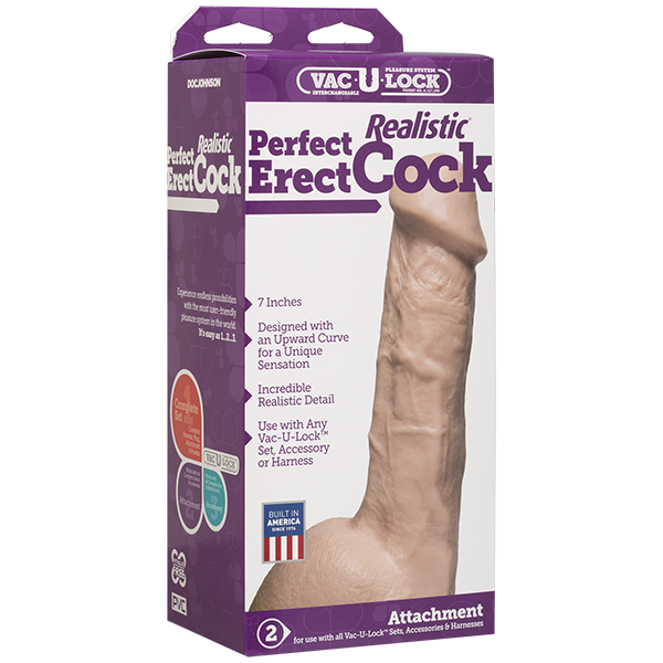 Фаллоимитатор Doc Johnson - 7 Inch Perfect Erect Cock, большая головка, Vac-U-Lock - Зображення 2