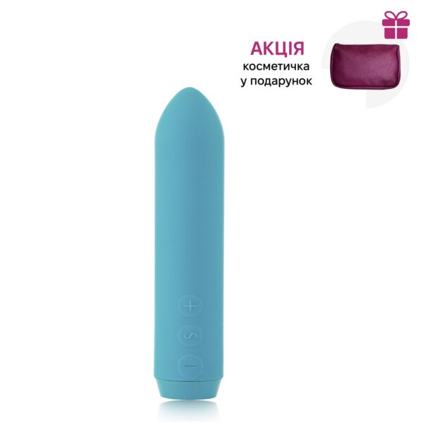 Минивибратор Je Joue - Classic Bullet Vibrator Teal с глубокой вибрацией и фиксацией на палец  + подарок косметичка