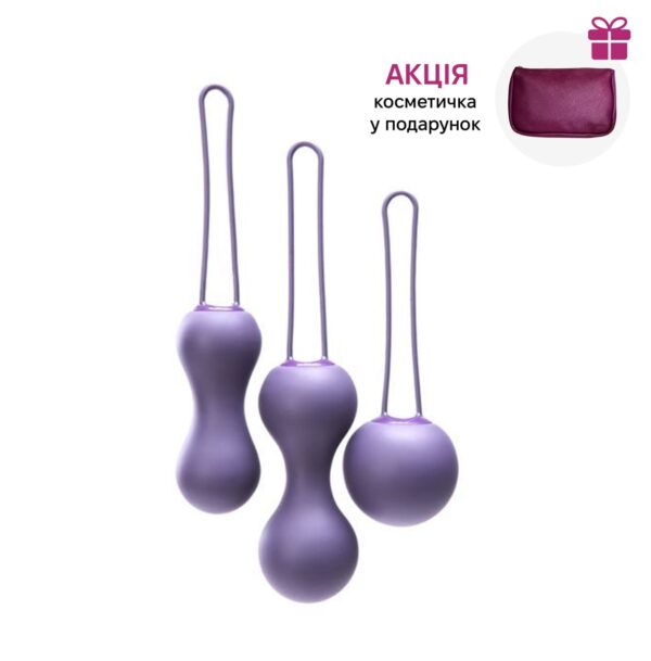 Набор вагинальных шариков Je Joue - Ami Purple, диаметр 3,8-3,3-2,7см, вес 54-71-100гр  + подарок косметичка