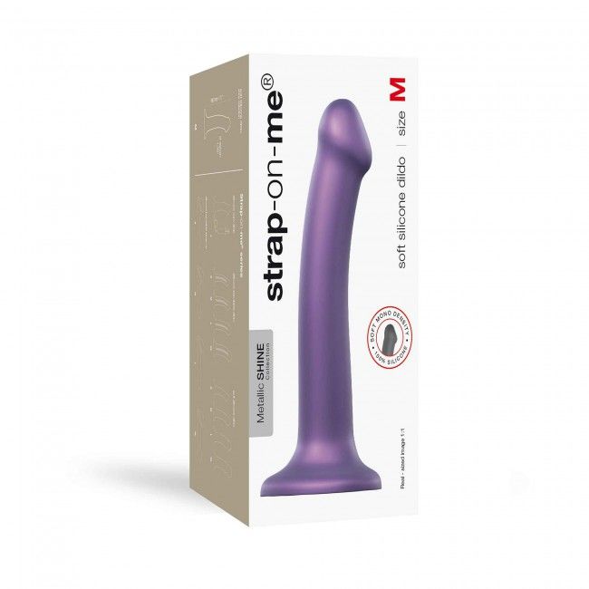 Насадка для страпона Strap-On-Me Mono Density Dildo Violet M, диам. 3,3см, однослойный силикон, гибк - Зображення 4