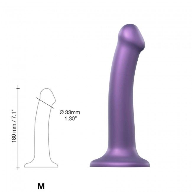 Насадка для страпона Strap-On-Me Mono Density Dildo Violet M, диам. 3,3см, однослойный силикон, гибк - Зображення 3