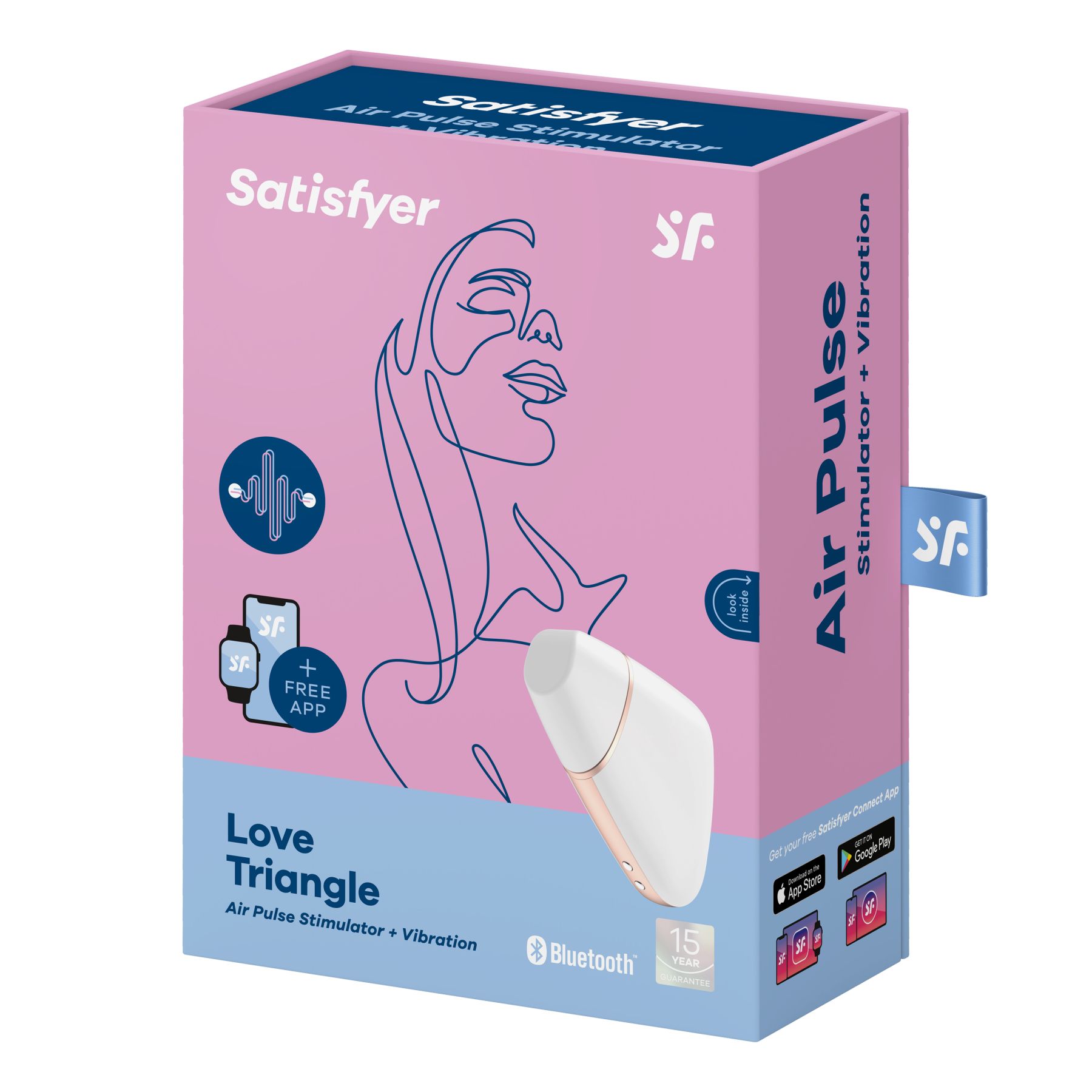 Вакуумный клиторальный стимулятор Satisfyer Love Triangle White с управлением через интернет - Зображення 7