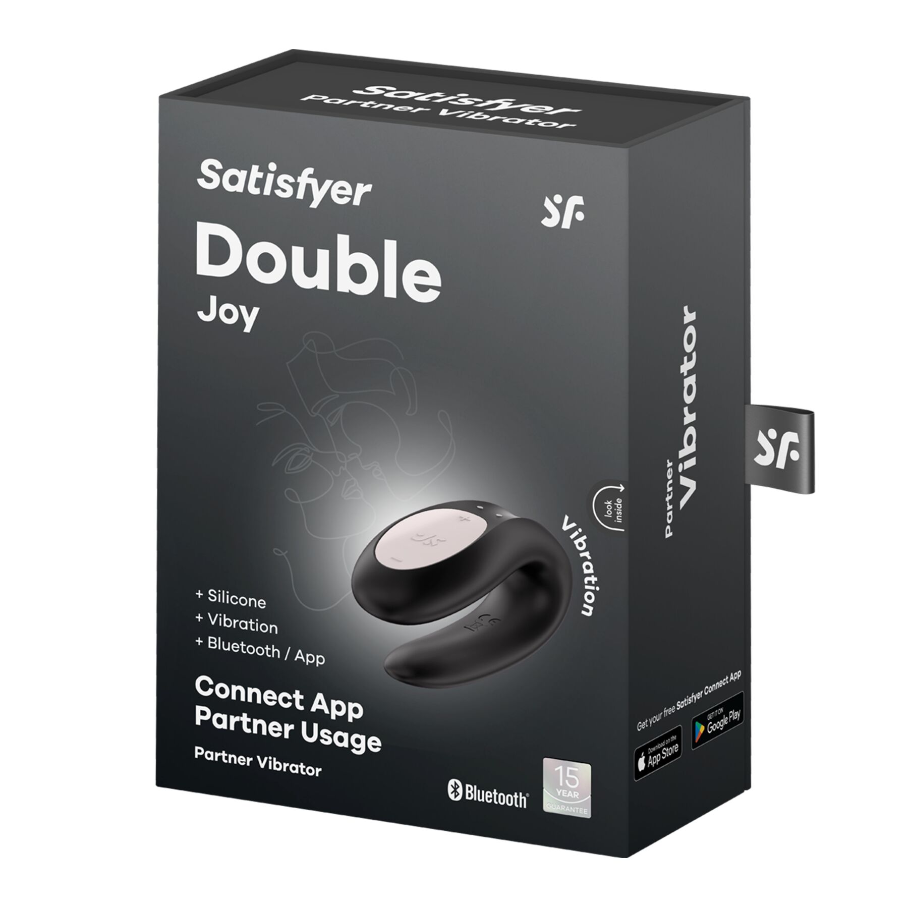 Смарт-вибратор для пар Satisfyer Double Joy Black с широким клиторальным стимулятором - Зображення 7