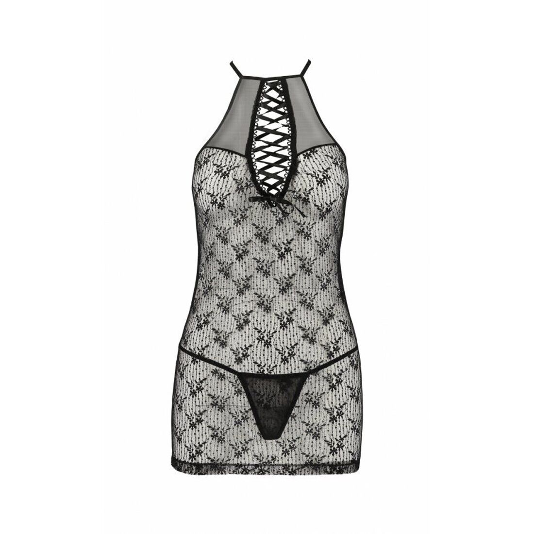 Полупрозрачная сорочка Passion AZALIA CHEMISE XXL/XXXL, black - Зображення 5