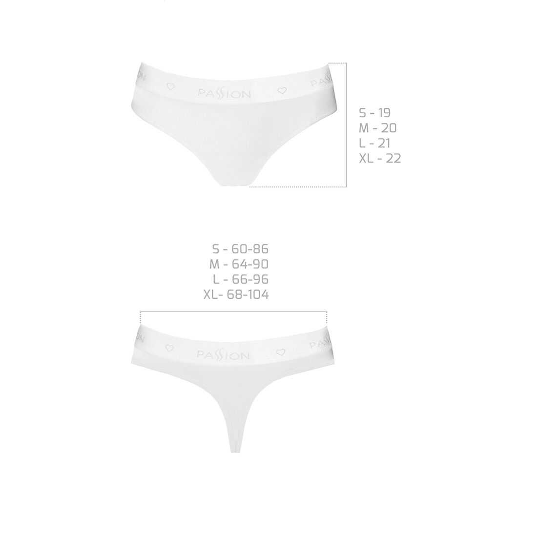 Трусики-бразилиана из хлопка Passion PS005 PANTIES XL, white - Зображення 6