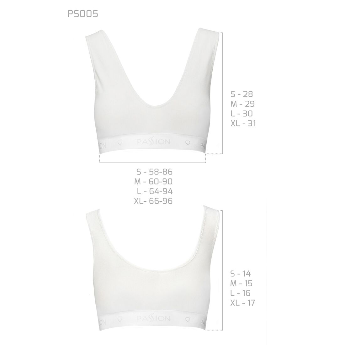 Спортивный топ из эластичного хлопка Passion PS005 TOP M, white - Зображення 6