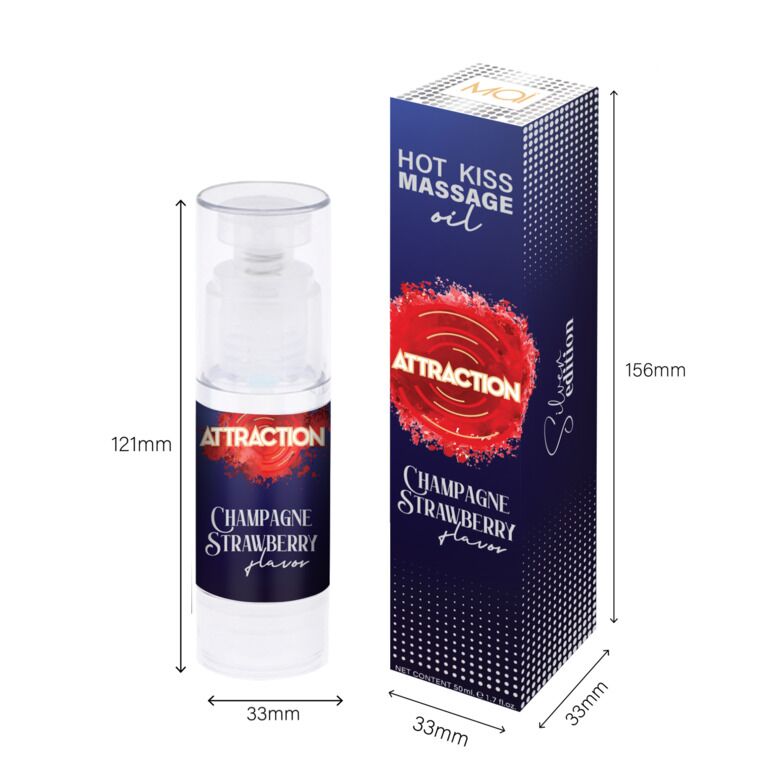 Съедобное массажное масло MAI Attraction Champagne Strawberry Hot Kiss (50 мл) - Зображення 4