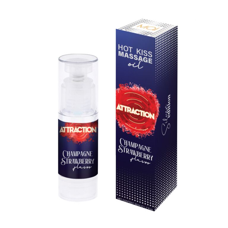 Съедобное массажное масло MAI Attraction Champagne Strawberry Hot Kiss (50 мл) - Зображення 2