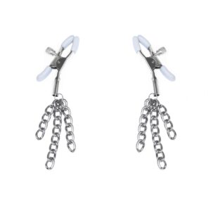 Зажимы для сосков с кисточками Feral Feelings - Nipple clamps Tassels, серебро/белый