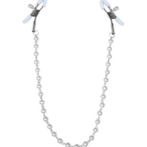 Зажимы для сосков с жемчугом Feral Feelings - Nipple clamps Pearls, серебро/белый